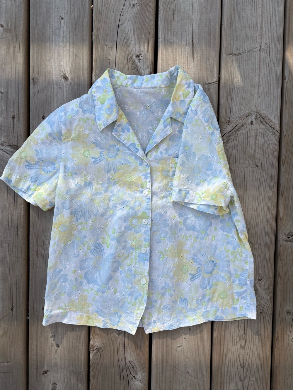 Vintage Floral Button-up T-Shirt